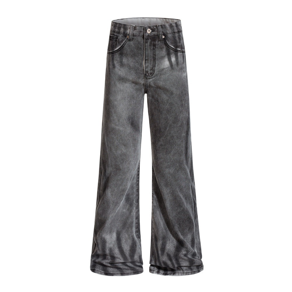 Spray painted dirty jeans