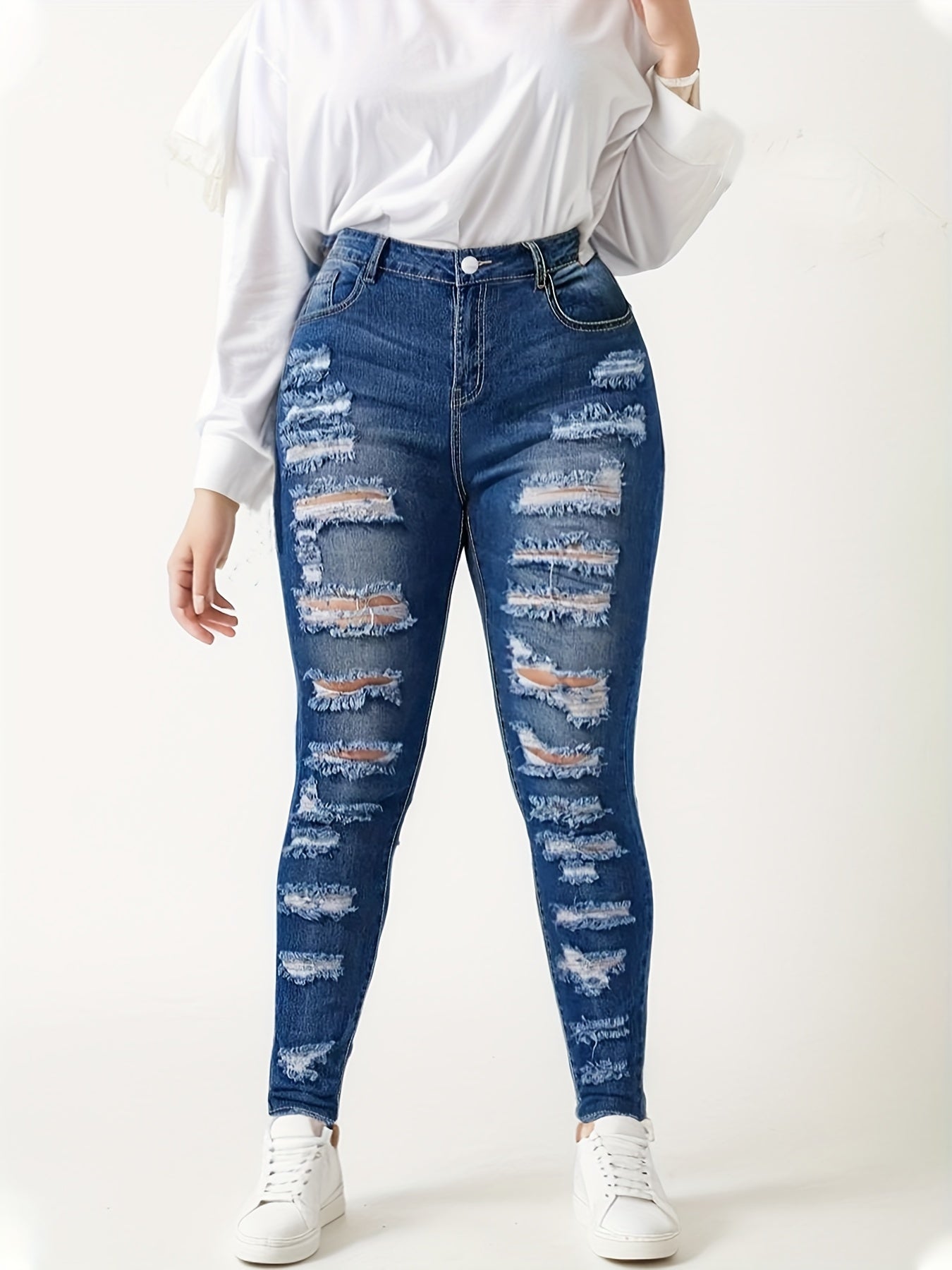 New Women’s High Waist Ripped Jeans