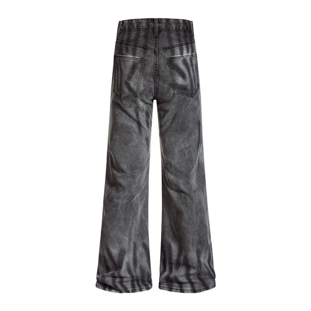 Spray painted dirty jeans