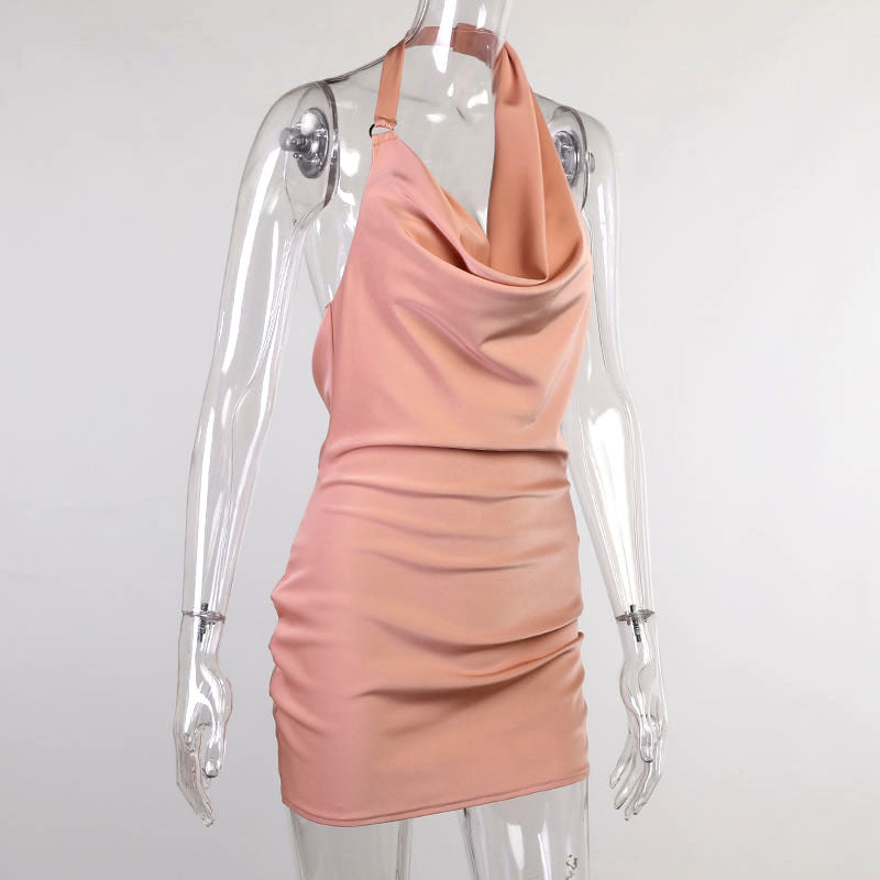 Satin Dress V Neck