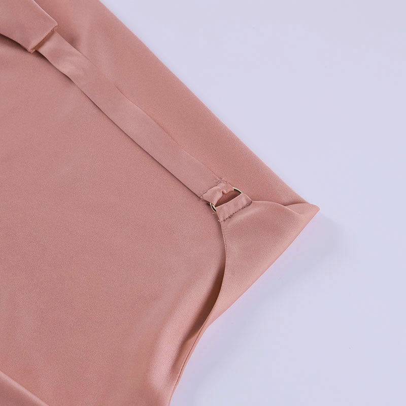 Satin Dress V Neck