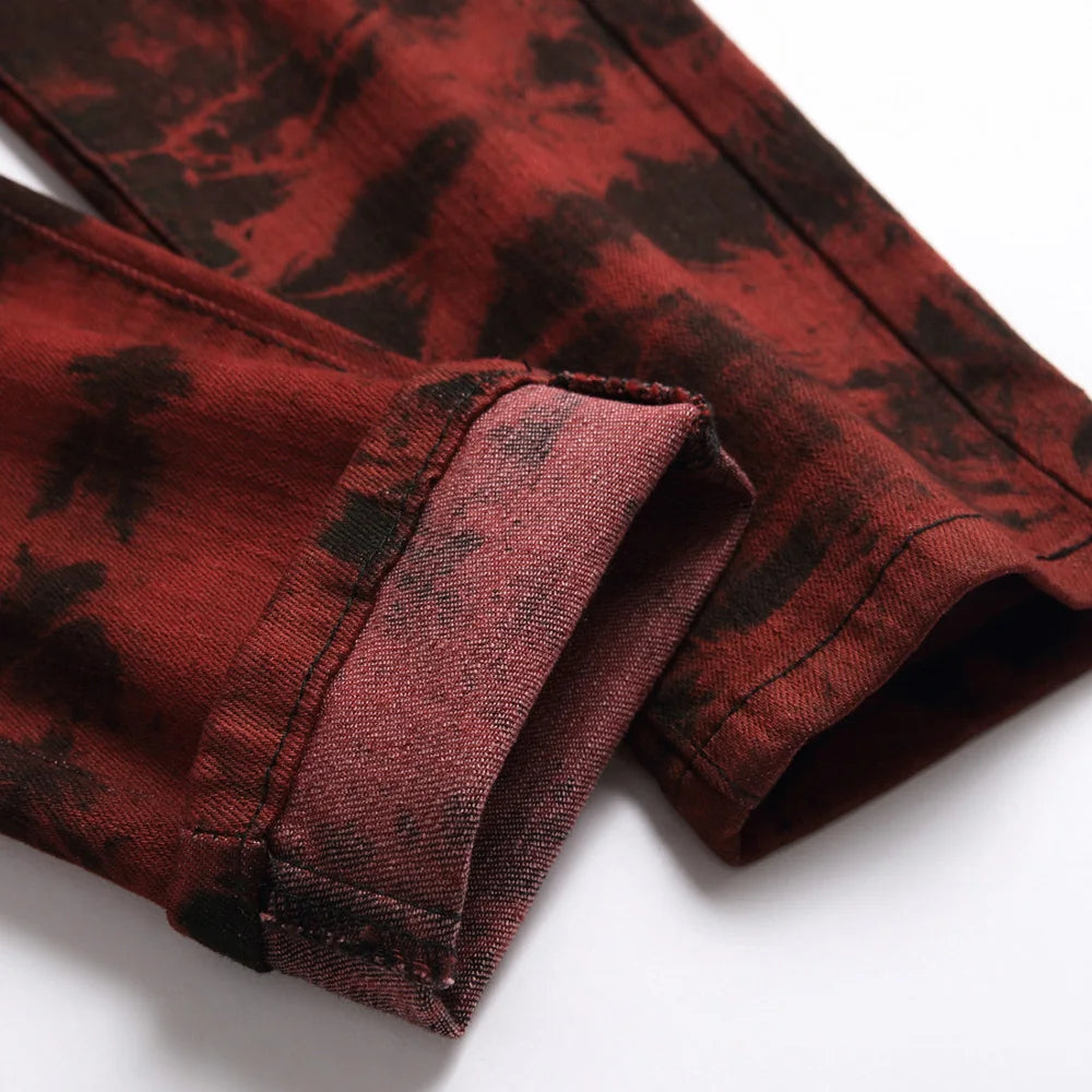 Brick Red Slim Straight Pants