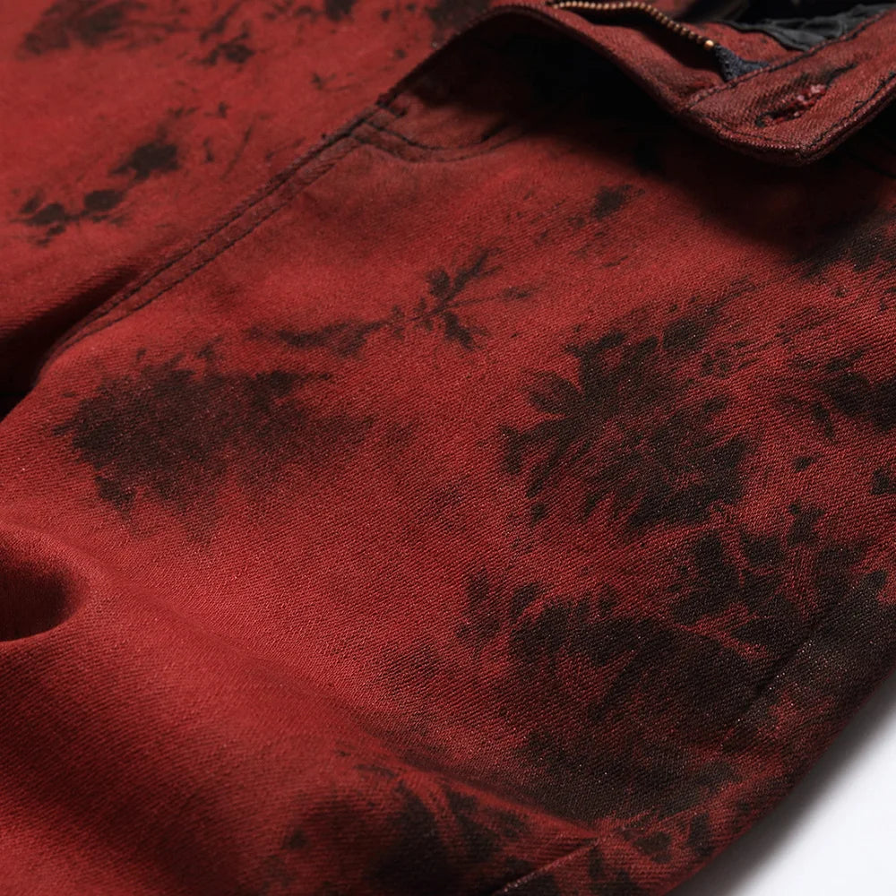 Brick Red Slim Straight Pants