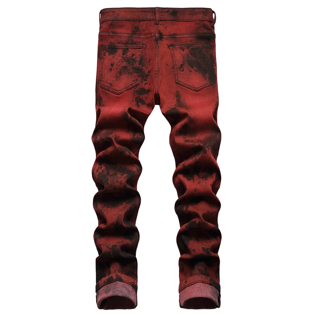 Brick Red Slim Straight Pants