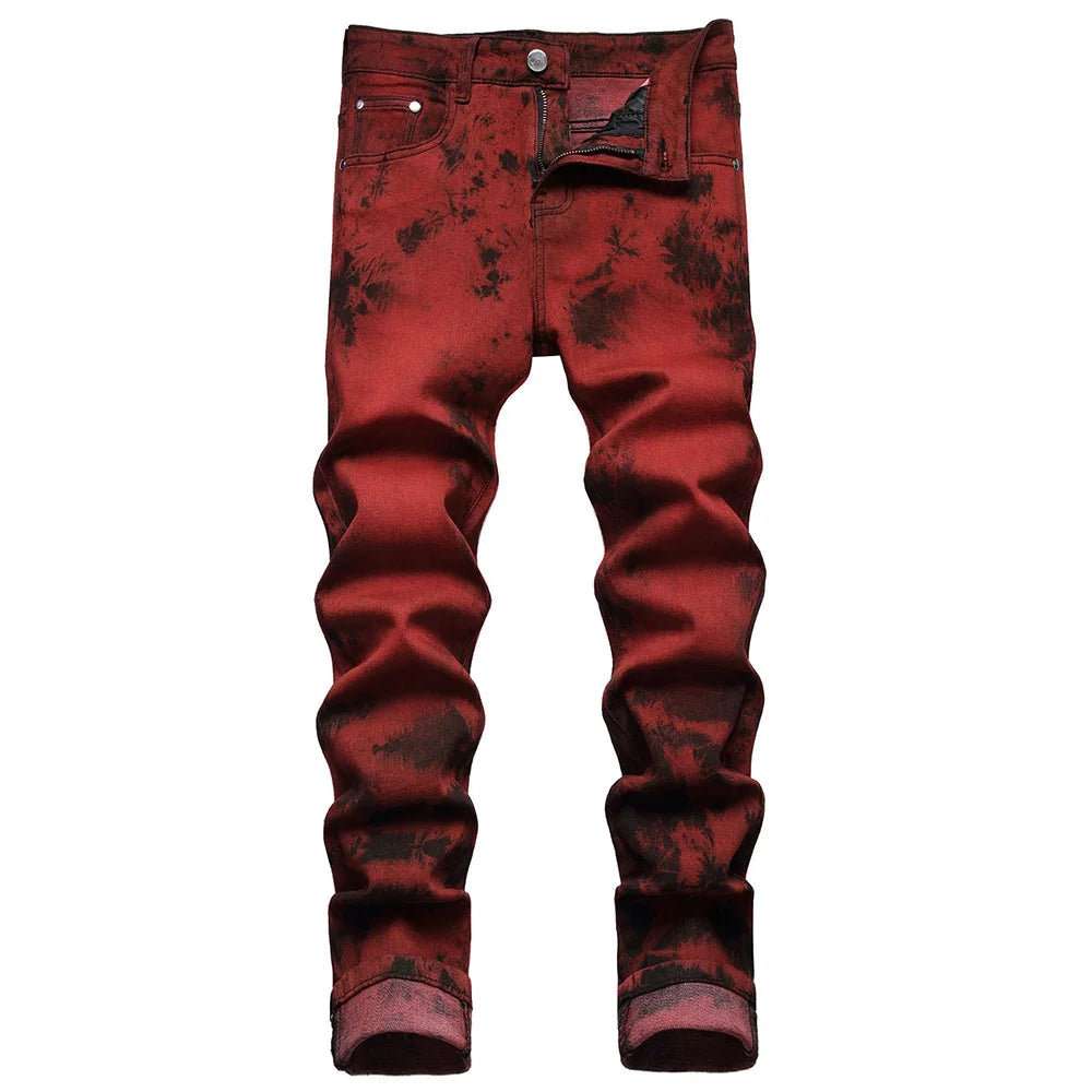 Brick Red Slim Straight Pants
