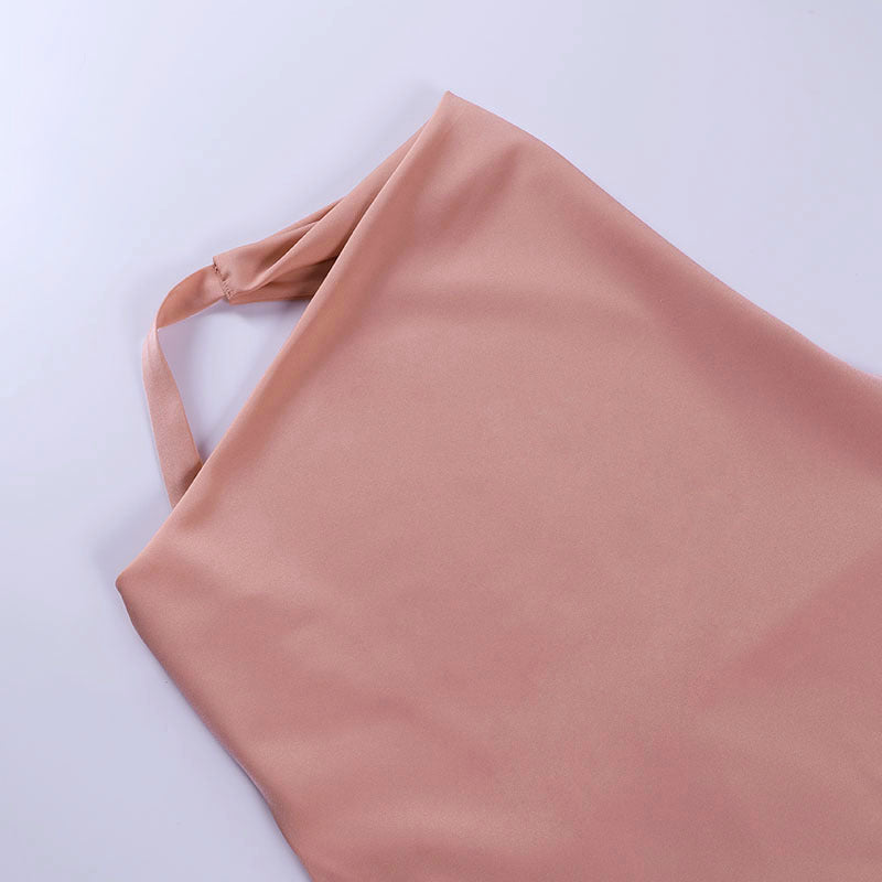 Satin Dress V Neck