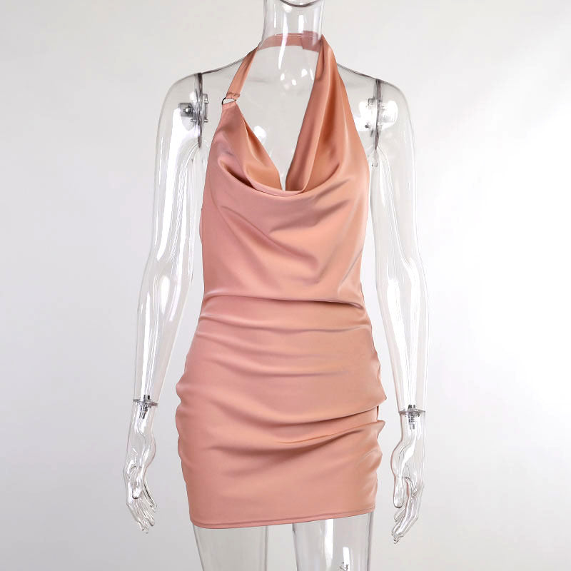 Satin Dress V Neck